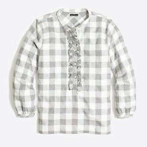 J. Crew Grey & White Buffalo Check Flannel Shirt